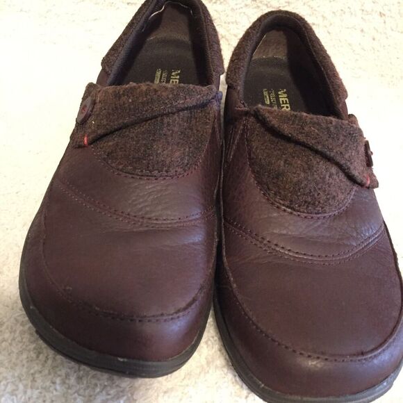 Merrell Women's Dassie Fold Andorra Burgundy Leather Moc Slip On Shoes Size 7 - Picture 9 of 12
